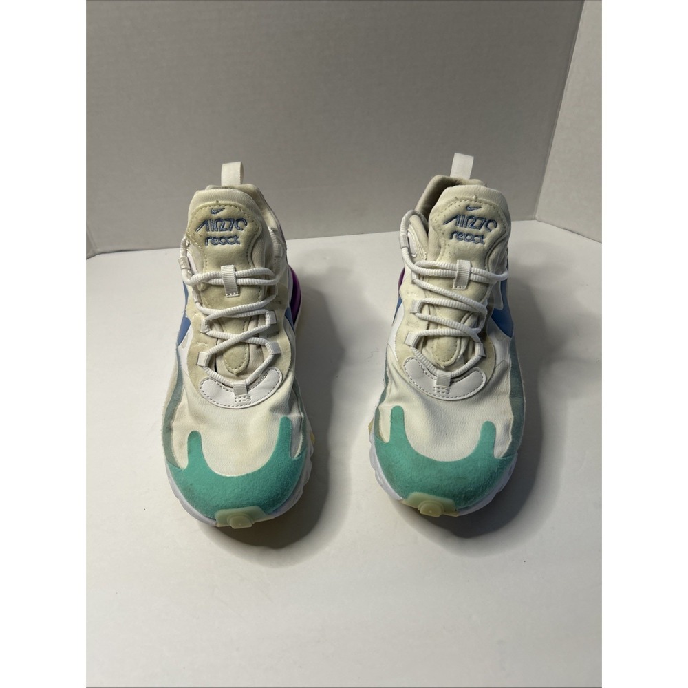 Nike Air Max 270 React Womens Size‎ 8.5 White Athletic Running Shoes Sneakers